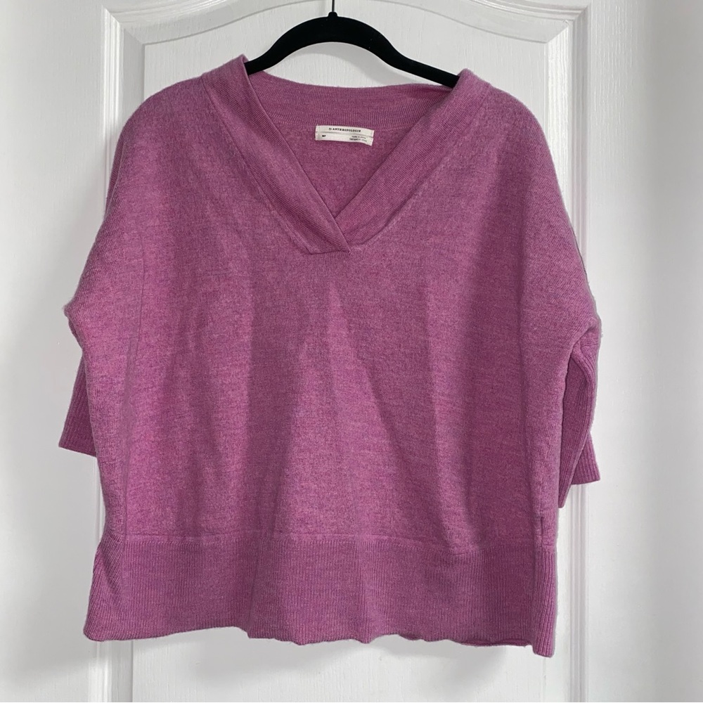 Anthropologie Merino Wool Cropped Sweater